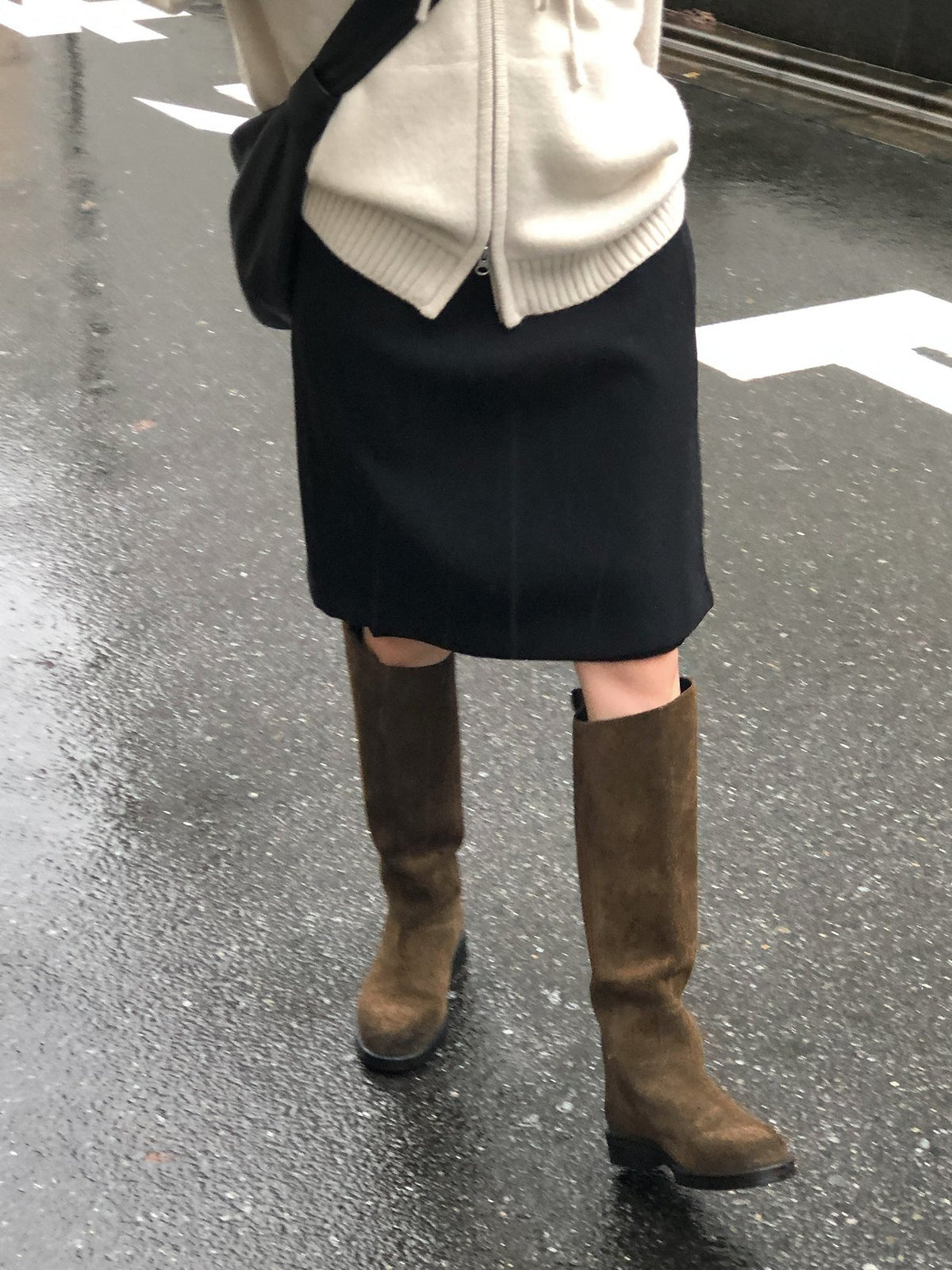 riena wool wrap skirt-2col