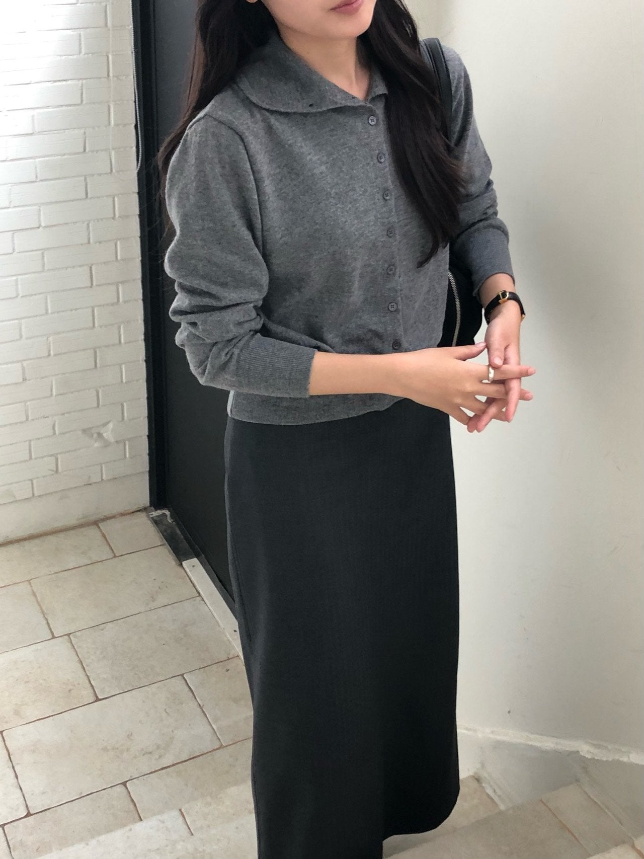 High-neck cash cardigan-3col