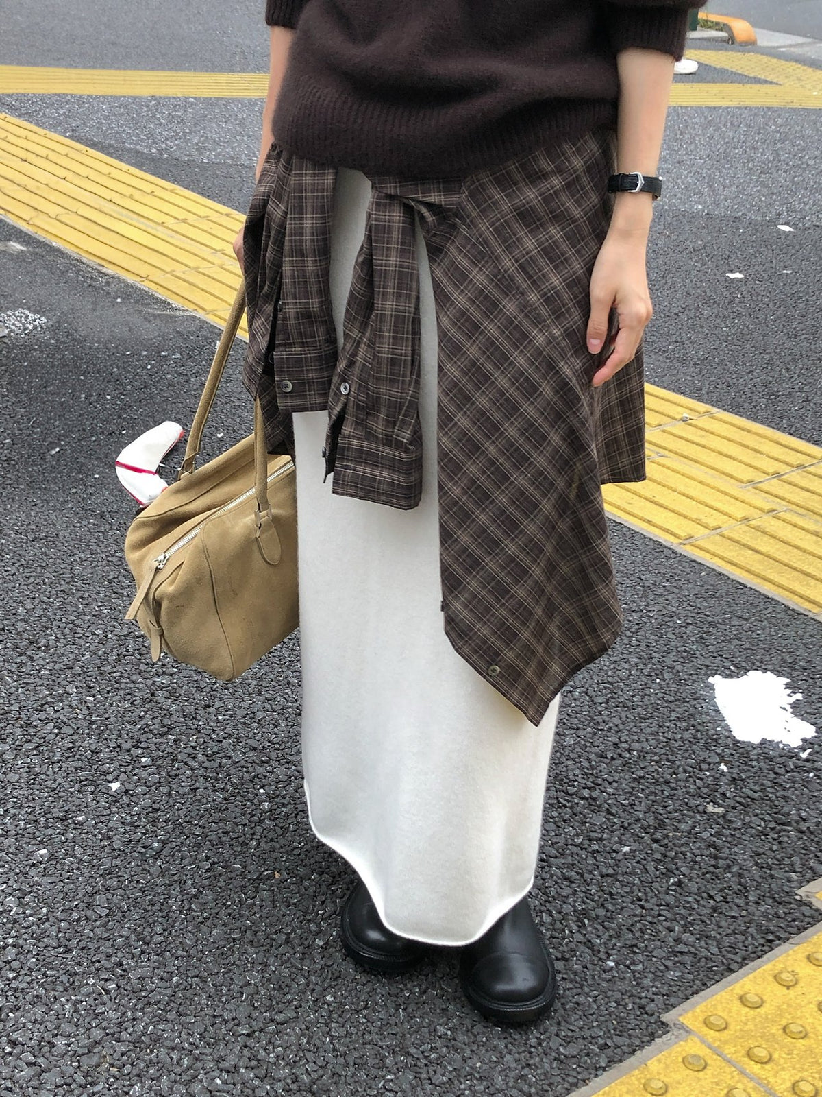 amel wholegarment cashmere long skirt-3col