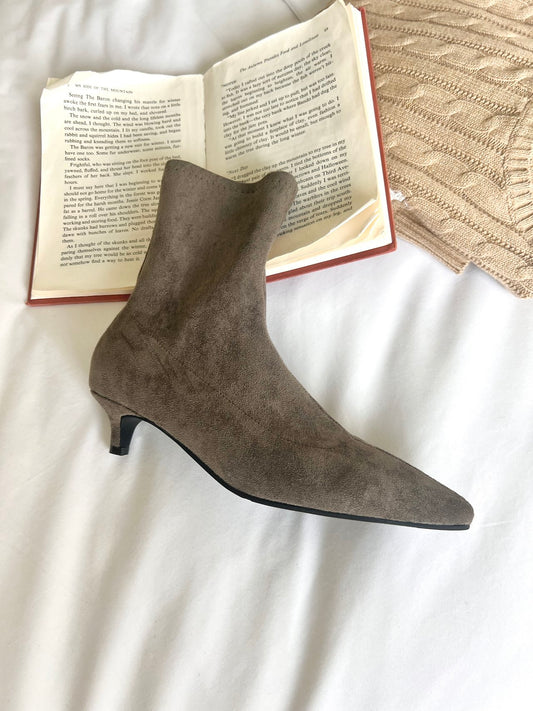 Stretch Suede Ankle Boots-4col