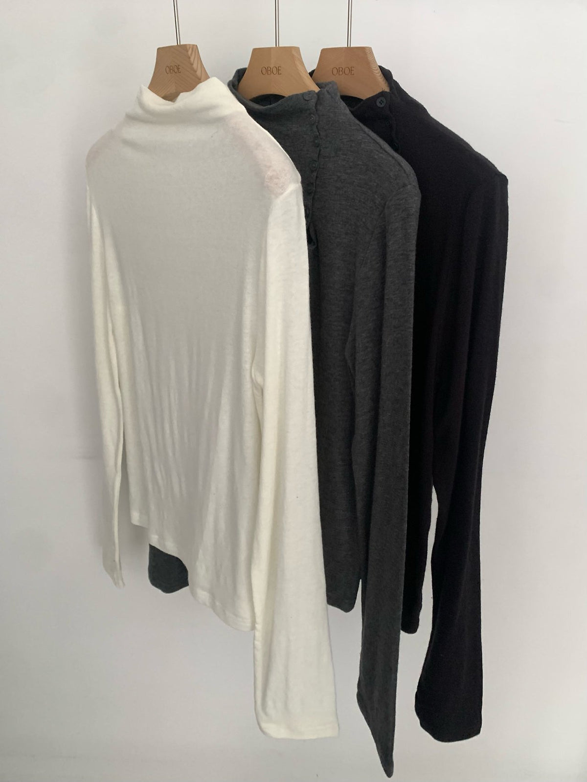 angora button 2way polo T-3col