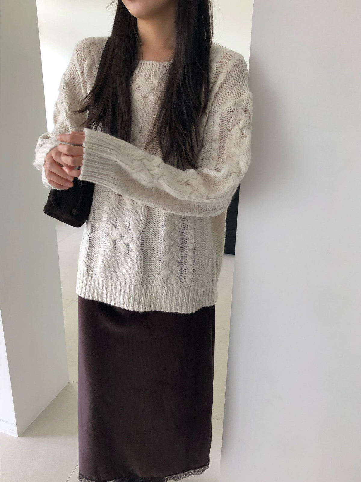 mohair cable knit-2col