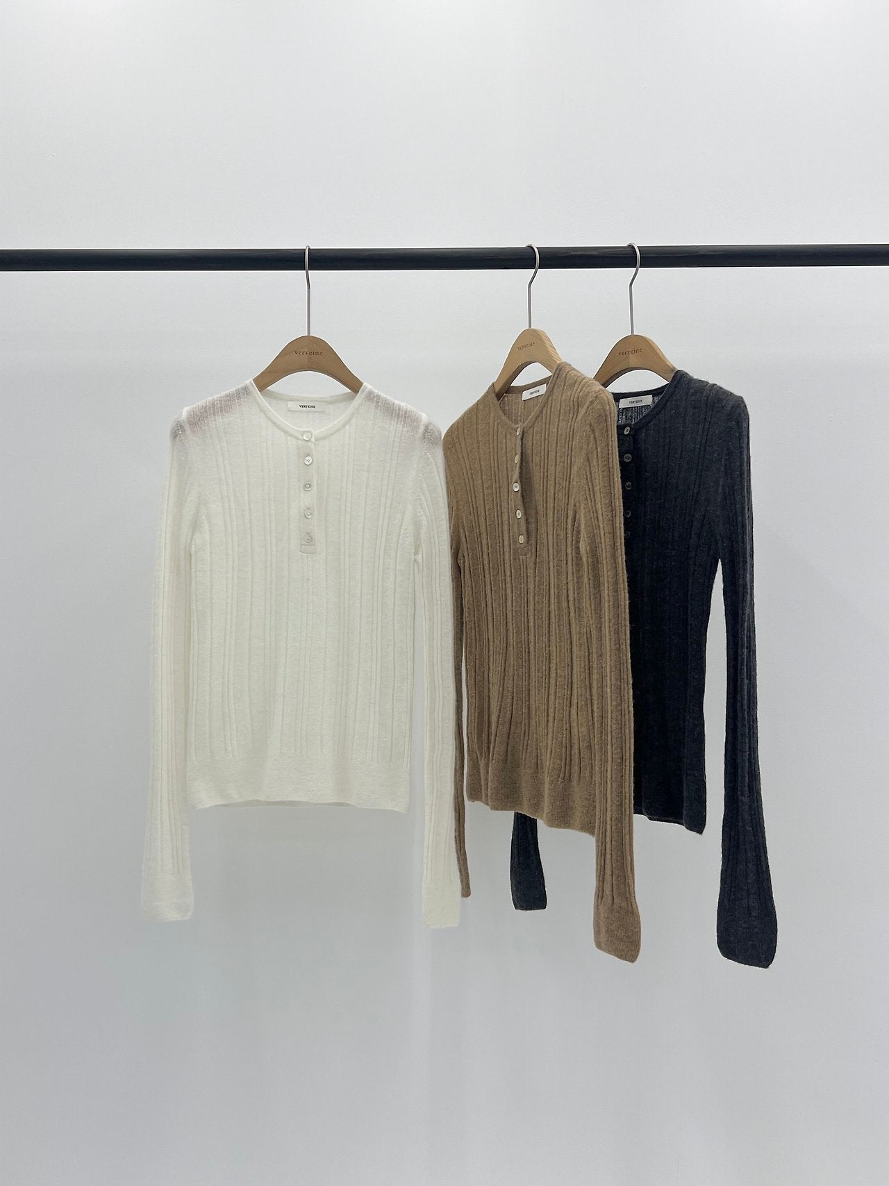Merci alpaca henley neck knit-3col