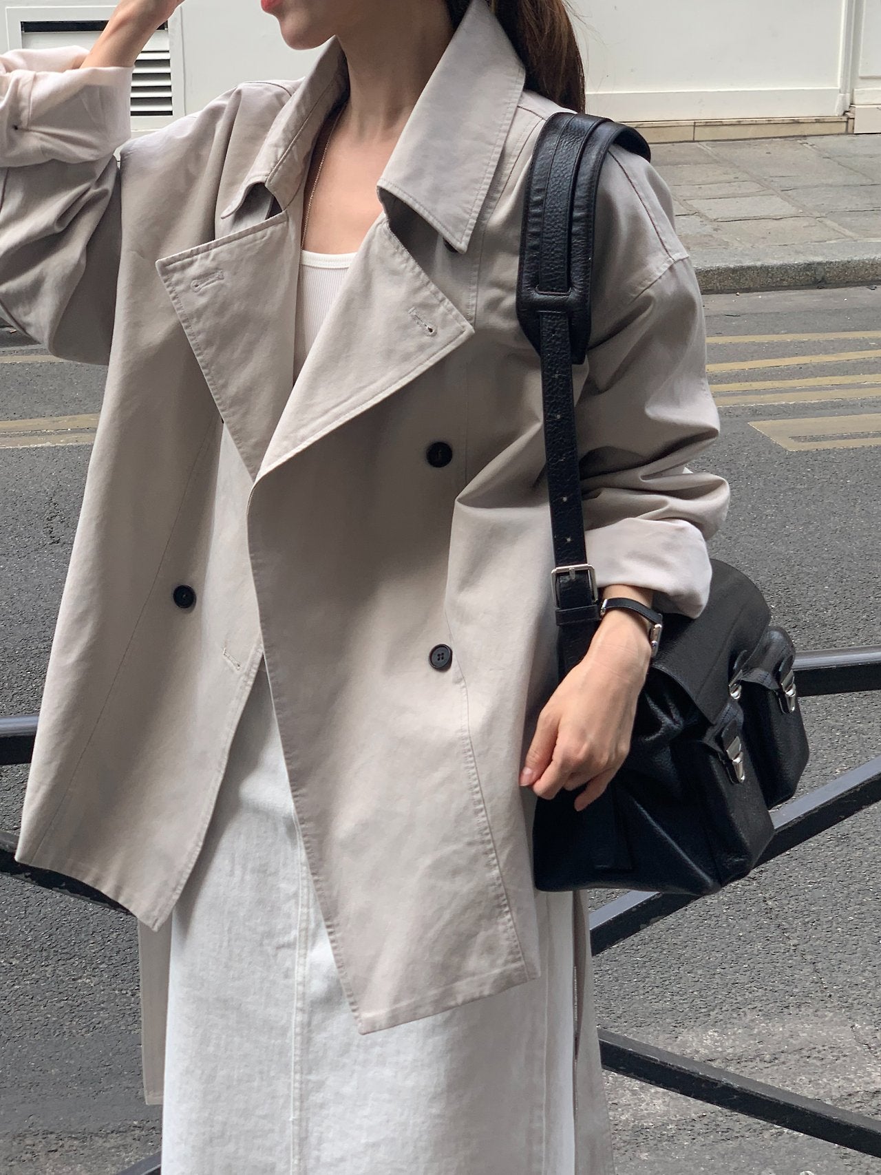 Maren washing half trench jacket-2col