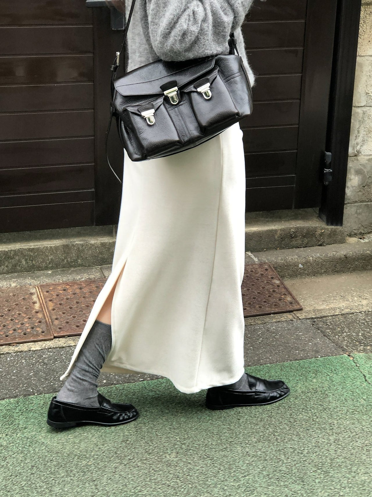 boa drawstring long skirt-3col