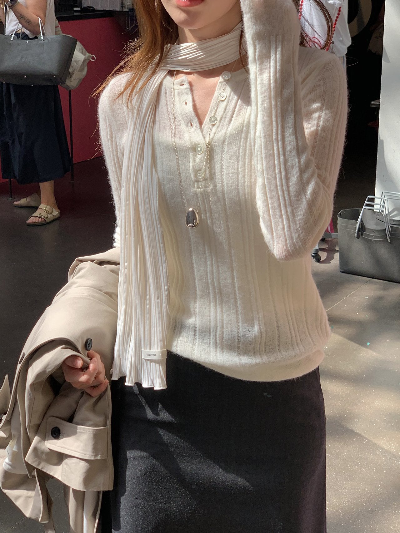 Merci alpaca henley neck knit-3col