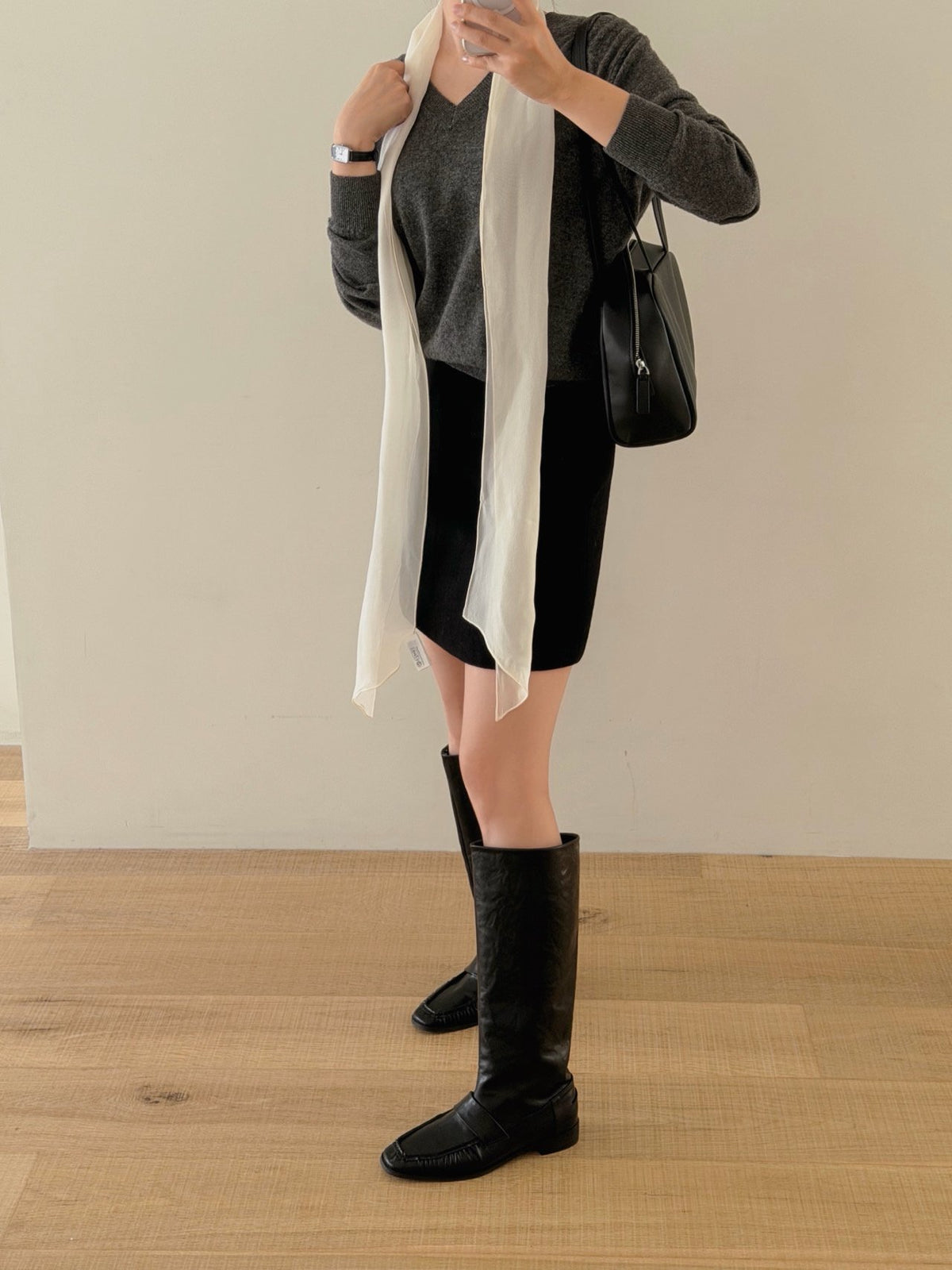 classic shirring loafer boots-2col