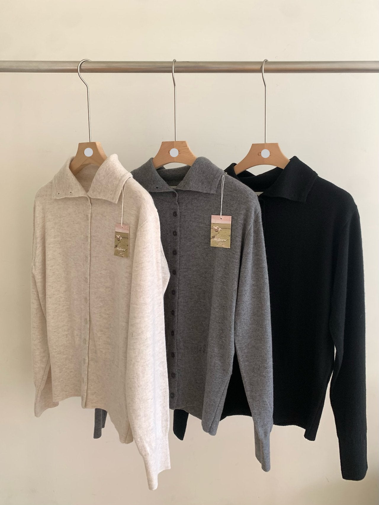 High-neck cash cardigan-3col
