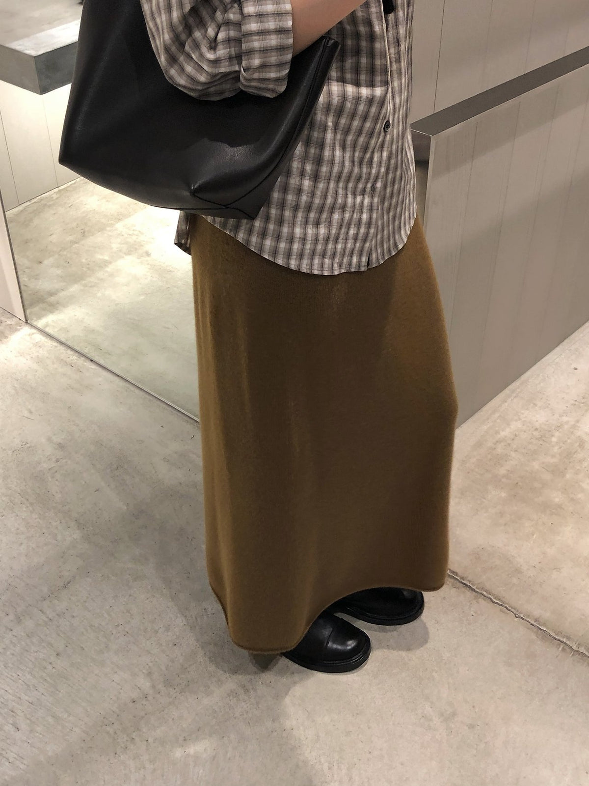 amel wholegarment cashmere long skirt-3col