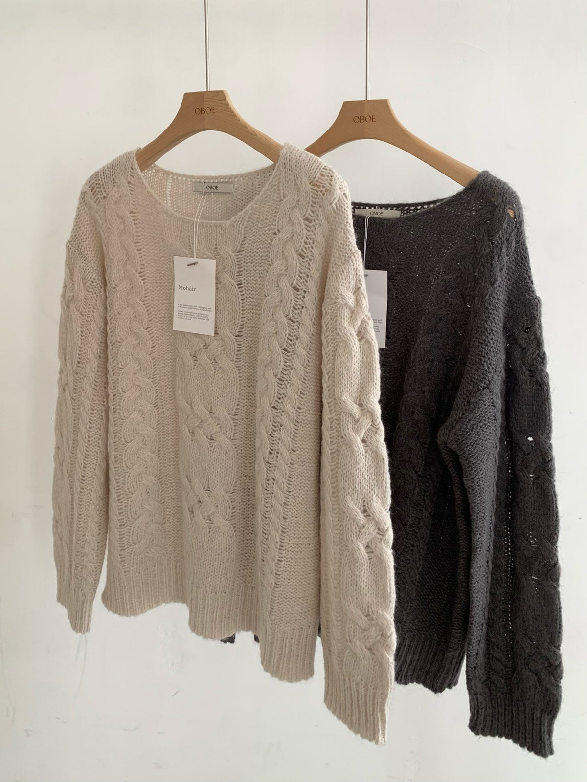 mohair cable knit-2col