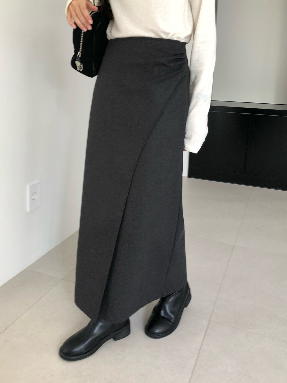 ched shirring skirt-2col