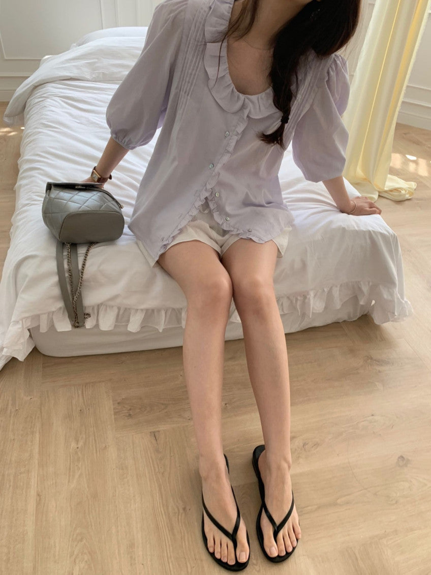Giselle frill blouse-3col