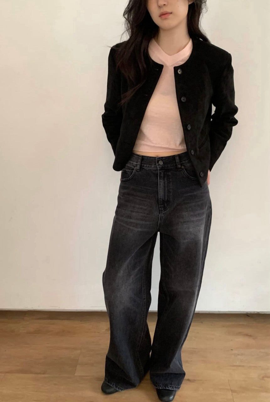 haus suede round jacket-2col