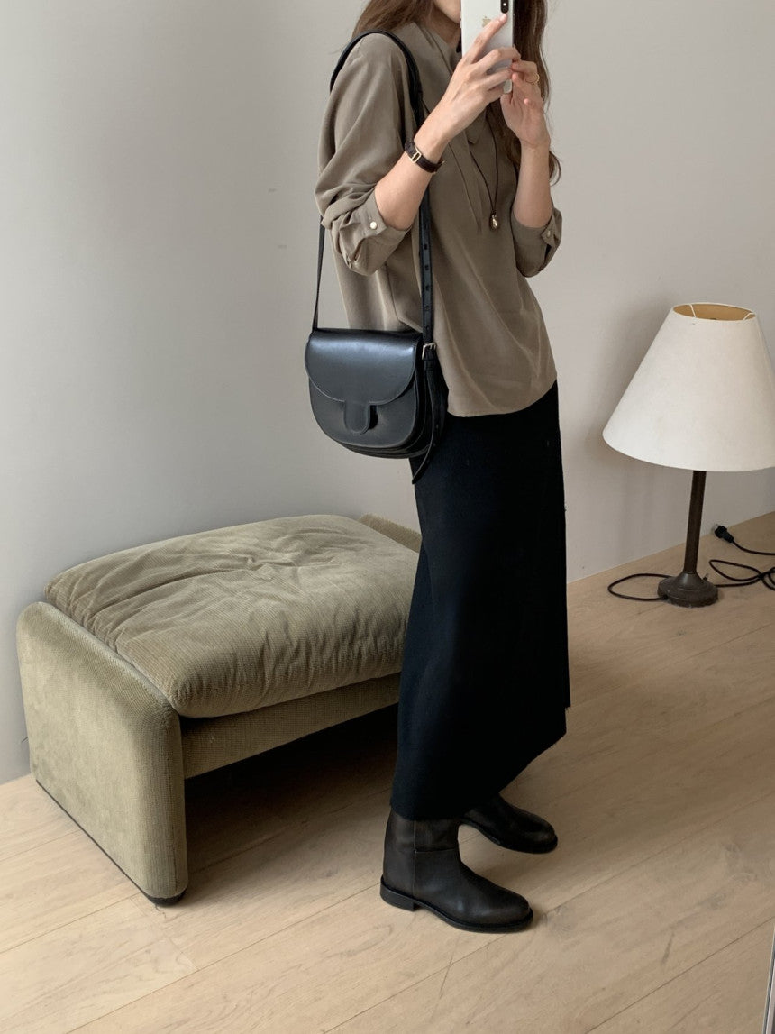 Luna brushed tencel scarf blouse-2col