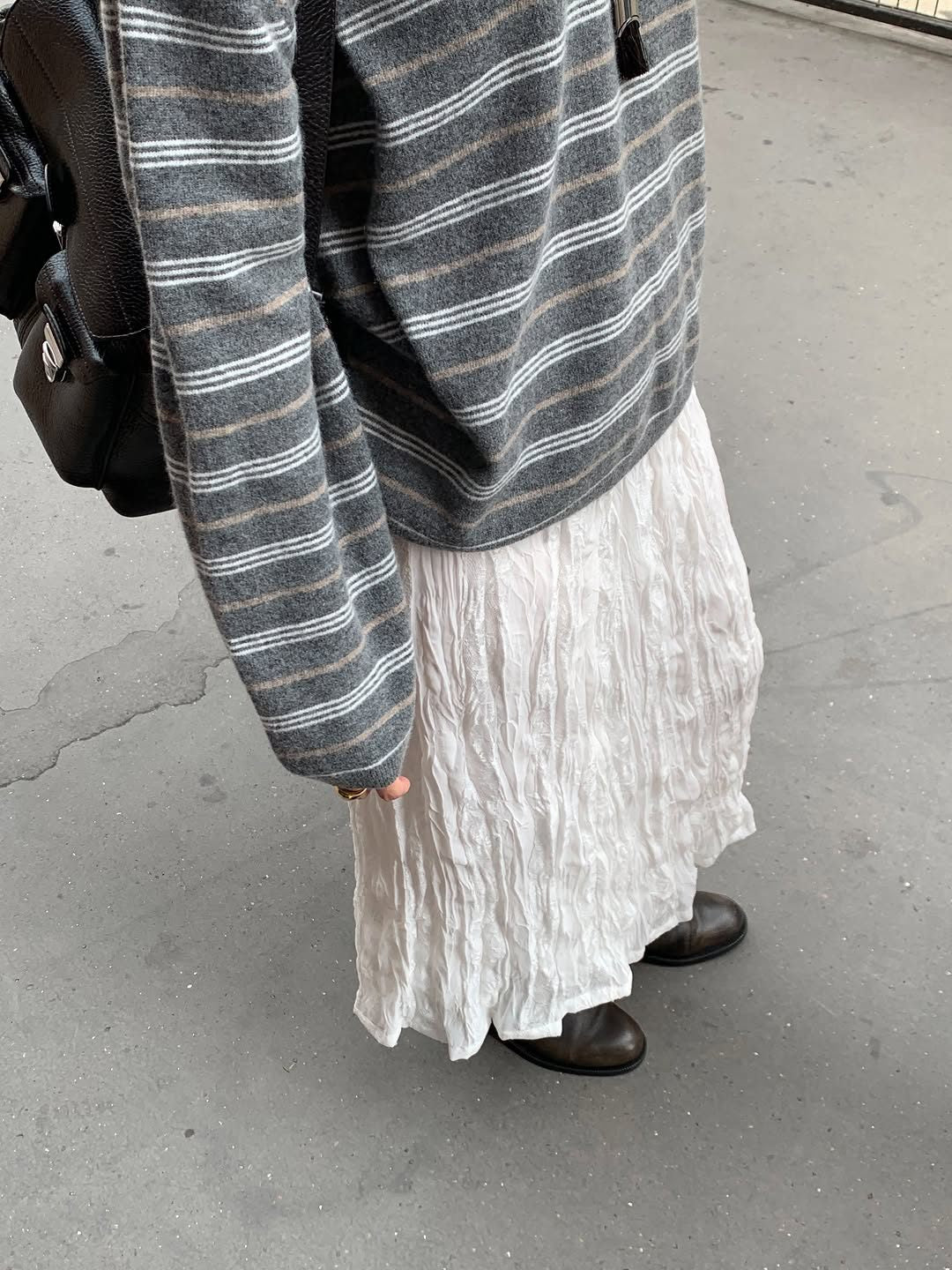 More cashmere stripe knit-2col