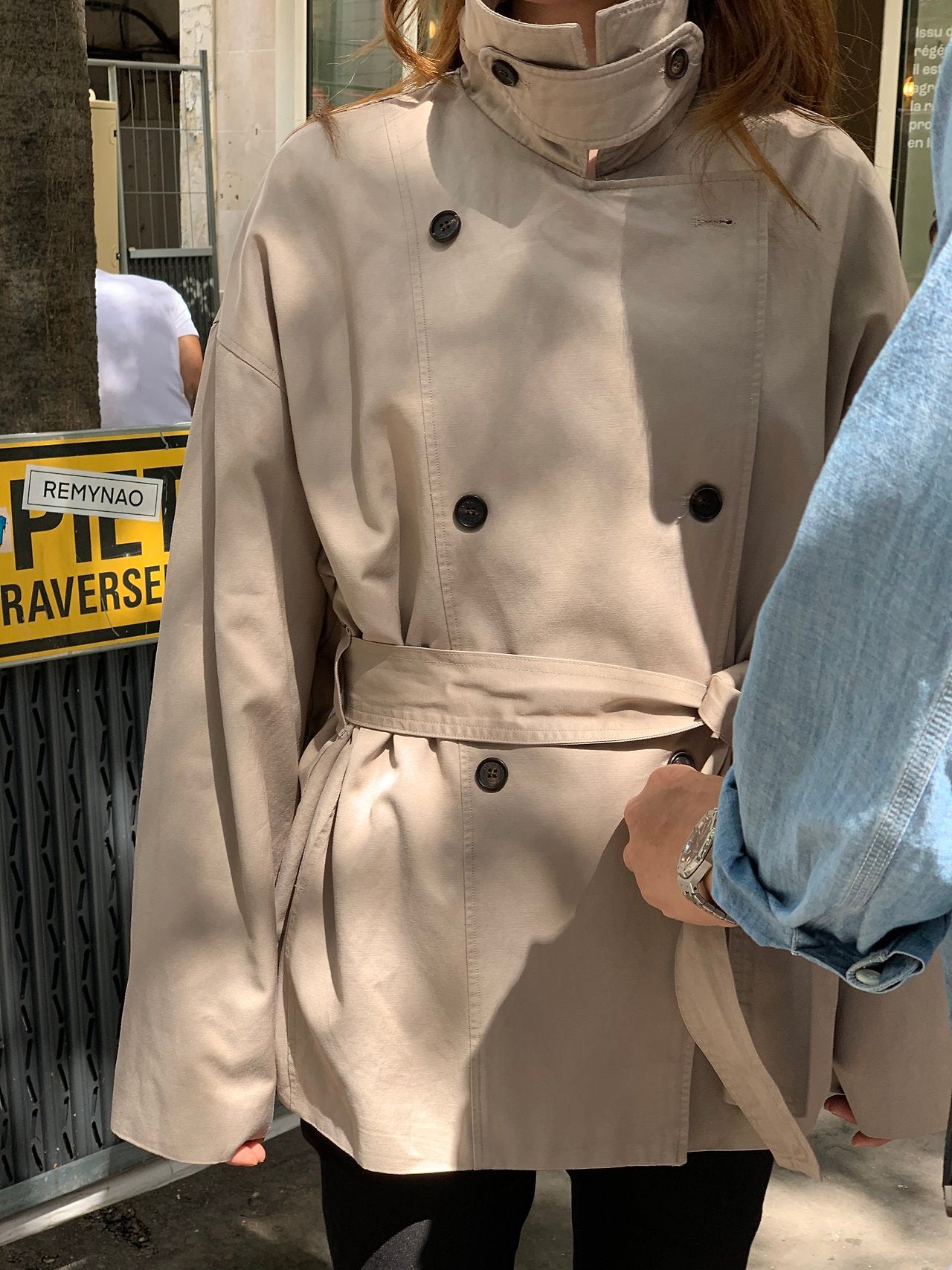 Maren washing half trench jacket-2col