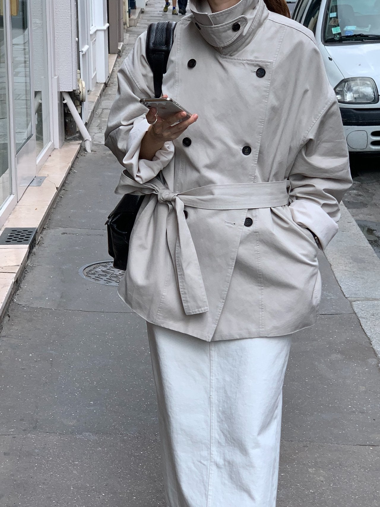 Maren washing half trench jacket-2col