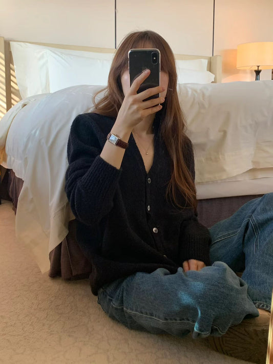 Ounce bokashi wool boucle cardigan-2col