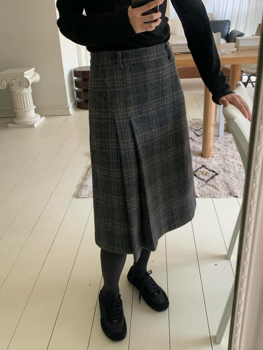 weev check wool skirt