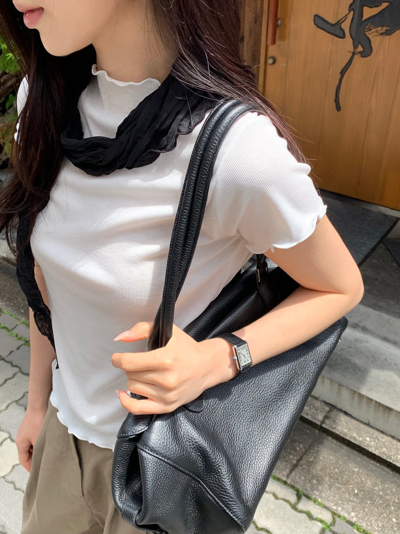Aileen frill short sleeve T-2col