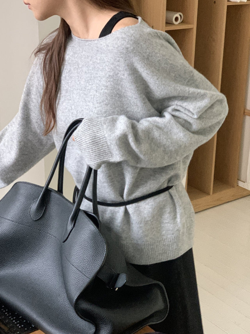 Elin cashmere wholega boat neck knit-4col