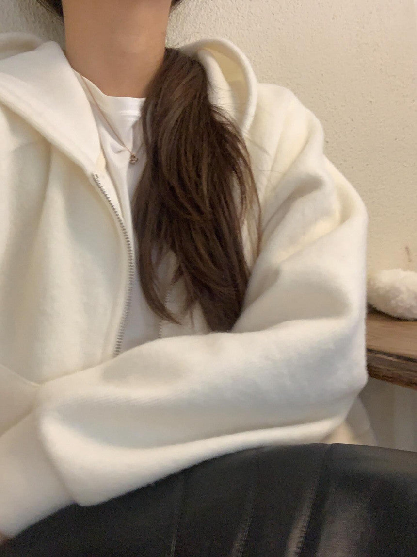 liter pony wool hood zip up-2col