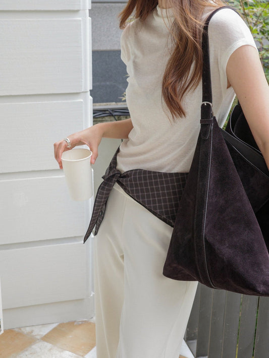 Mock neck wool tencel drop shoulder T-4col