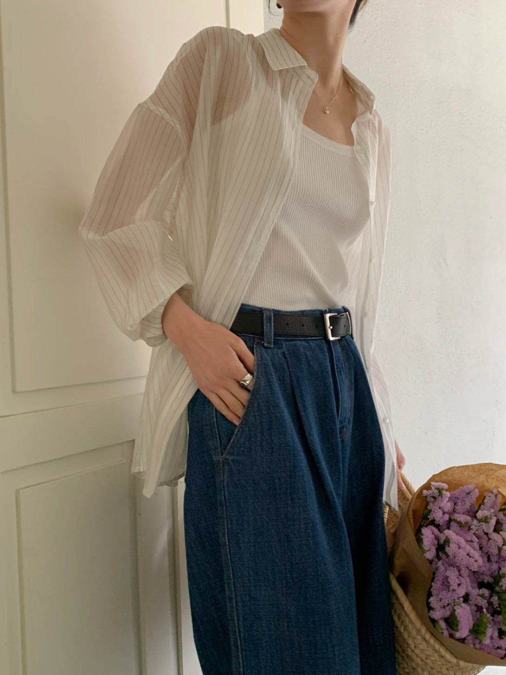 Tencel stripe shirt-3col
