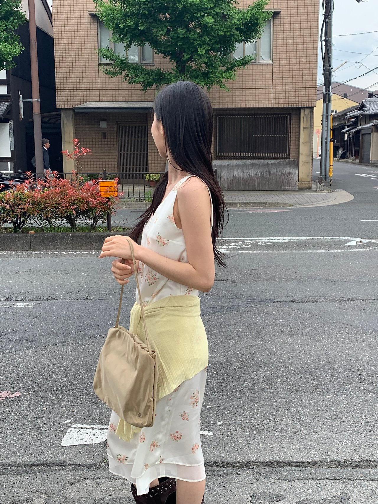 Rosy flower midi layered onepiece
