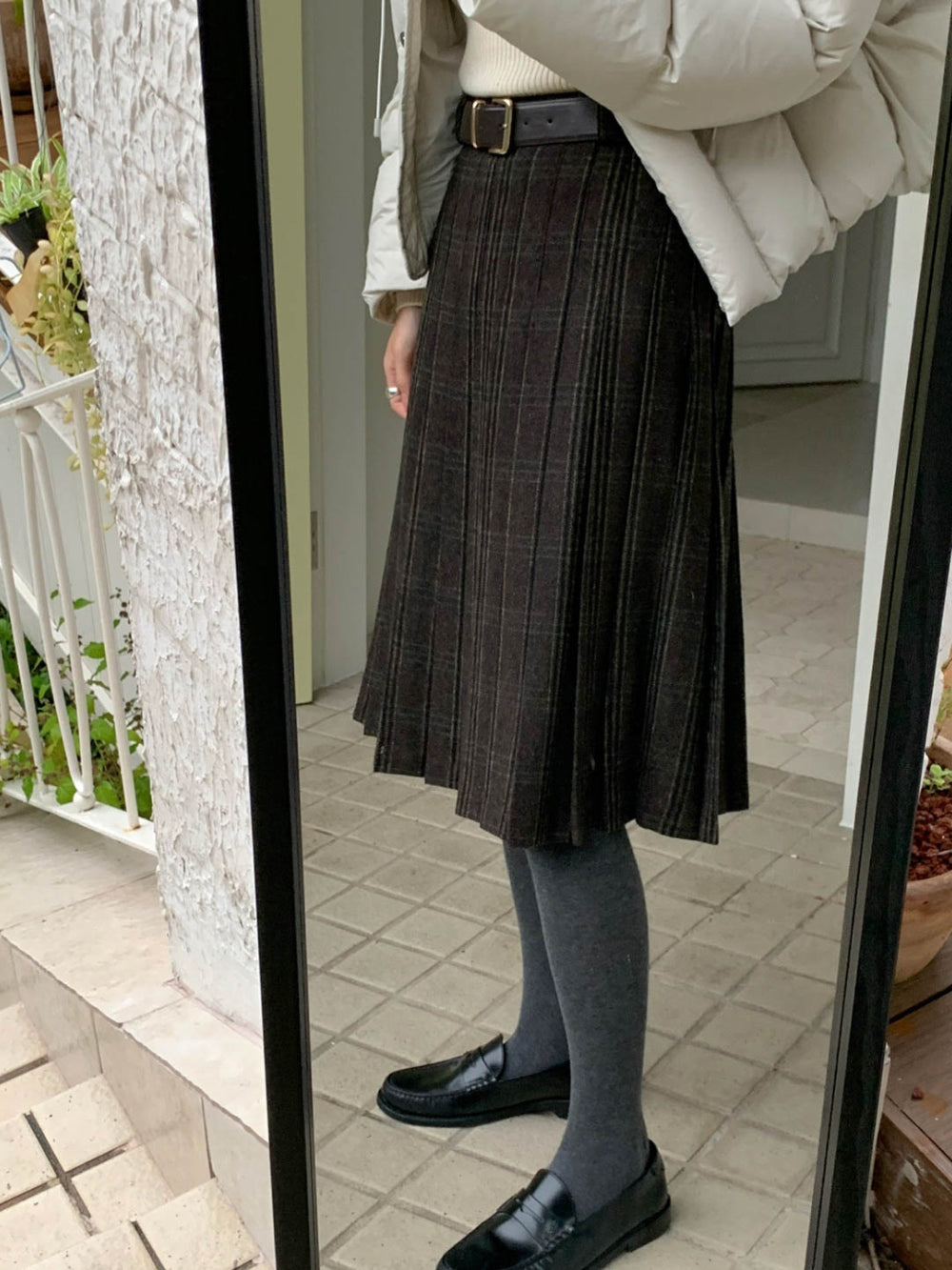 Soi wool check skirt-2col