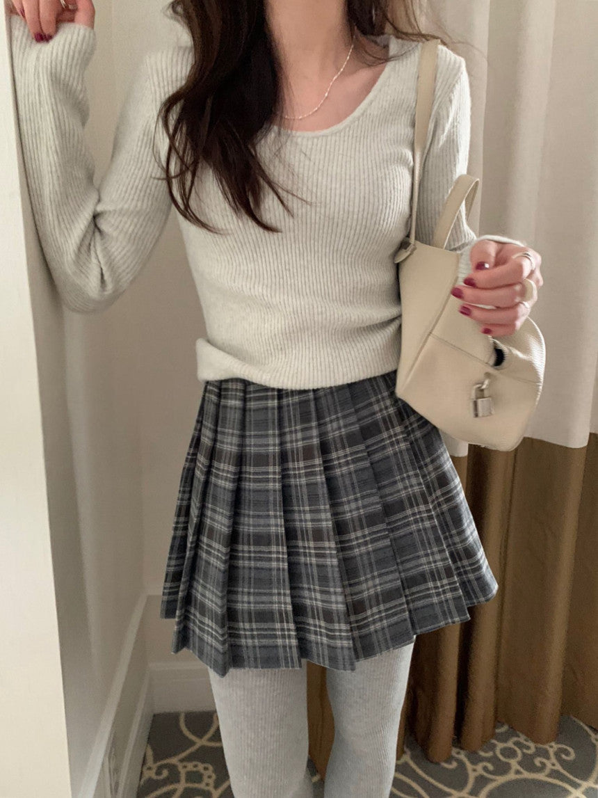 Tier U-neck knit-4col