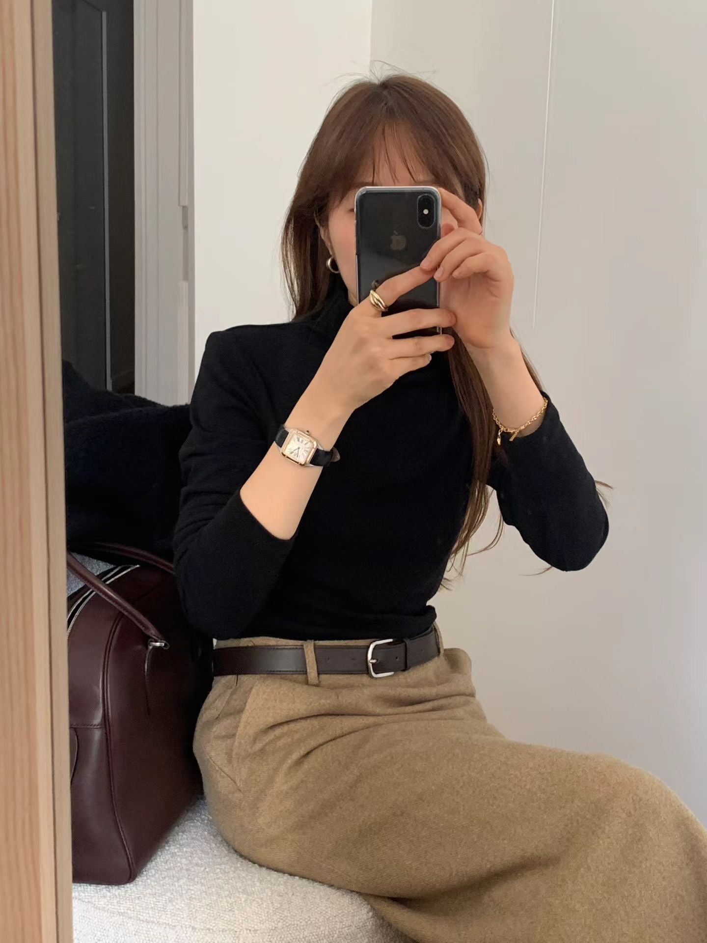 Ounce kelly wool midi skirt-3col