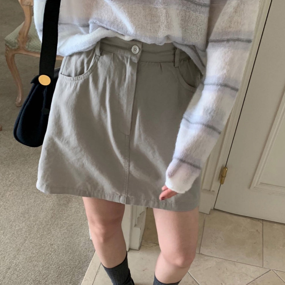 Shirring Washing skirt-3col