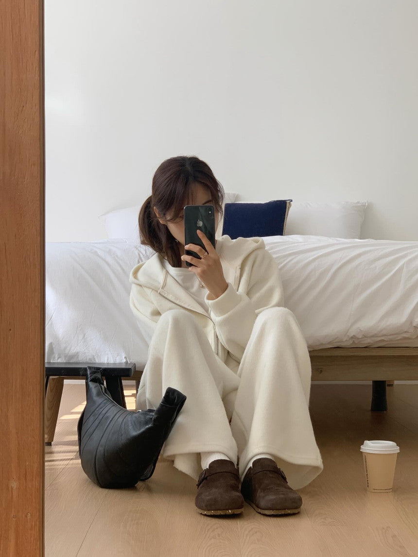 liter pony wool hood zip up-2col