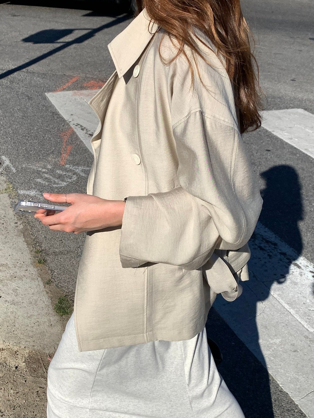 Michel soft short trench jacket-2col