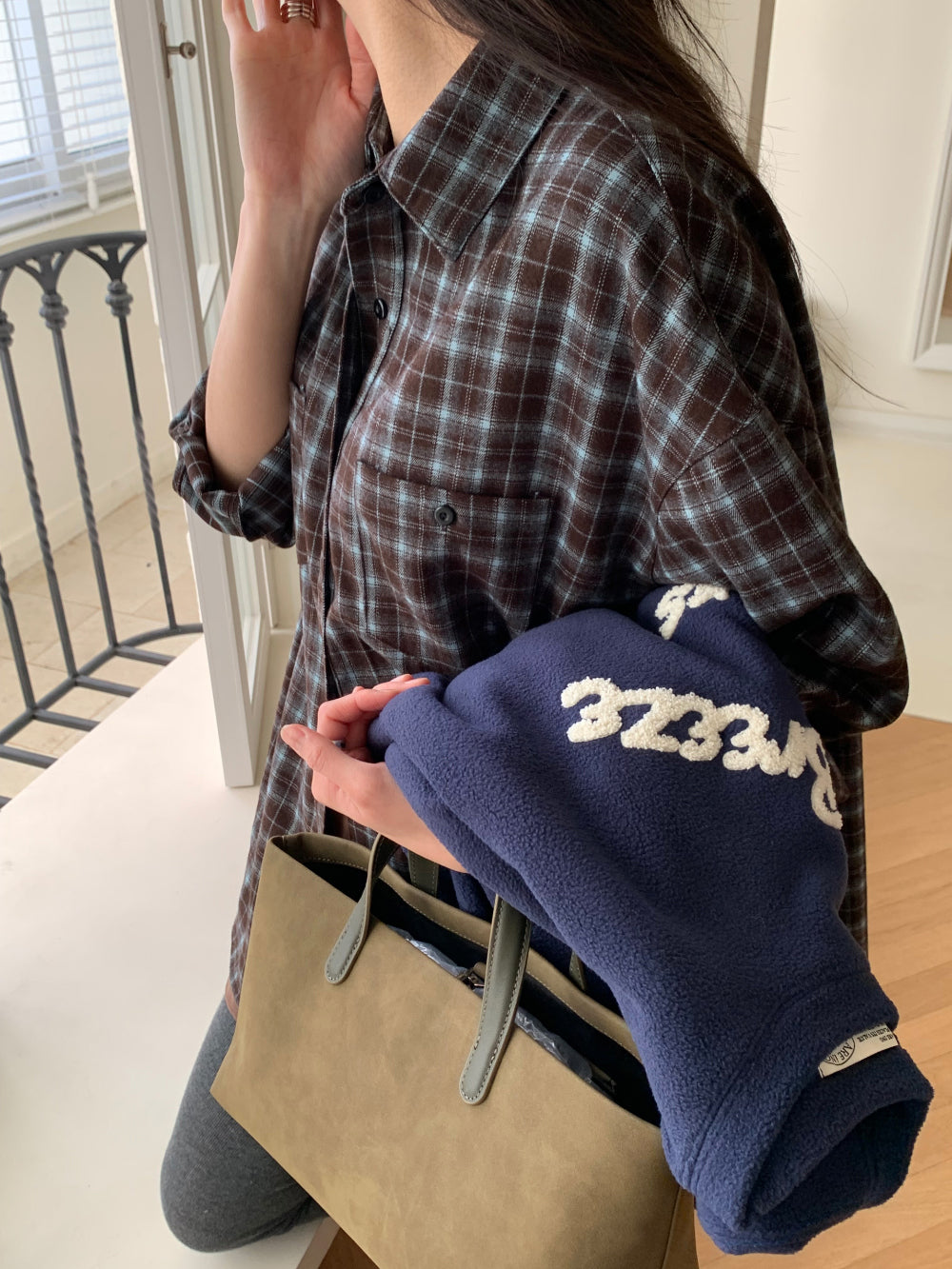 tan check gimo shirt-3col