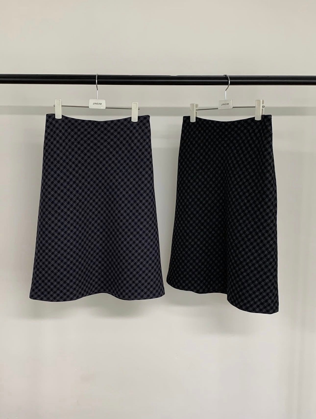 code check wool skirt-2col