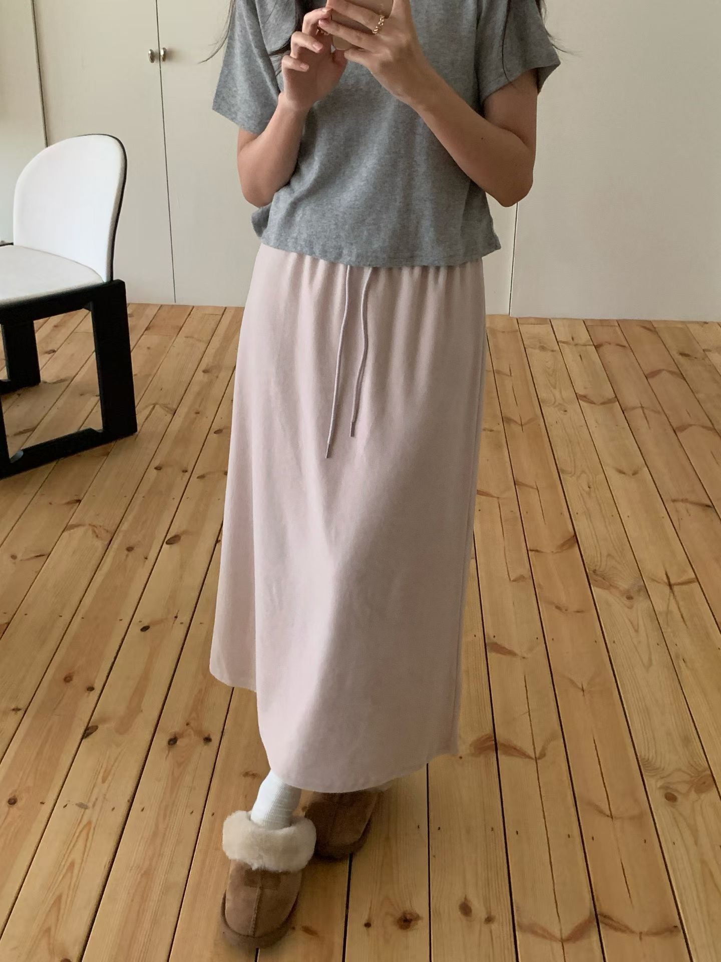 boe velua long skirt-4col