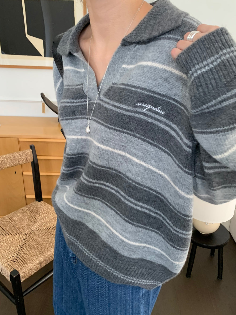 Swan s.t collar knit-2col