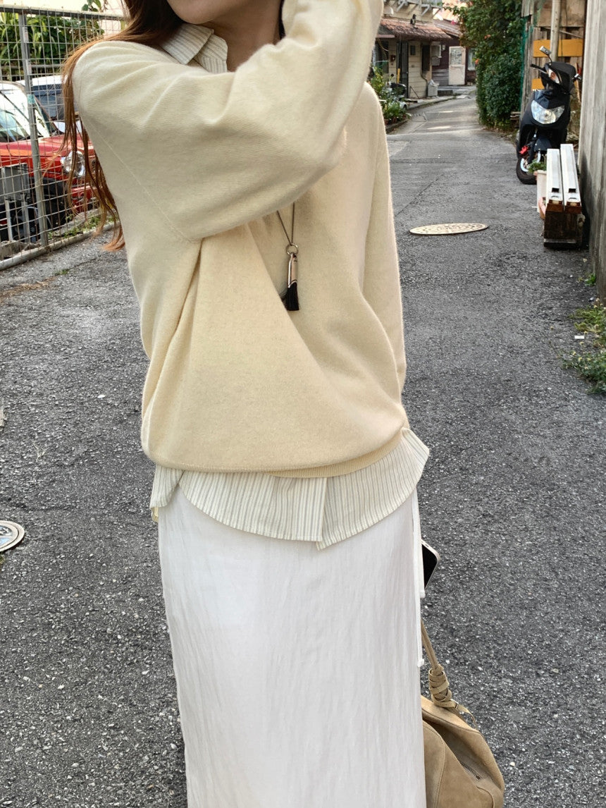 Adele wholegar cash v-neck knit-5col