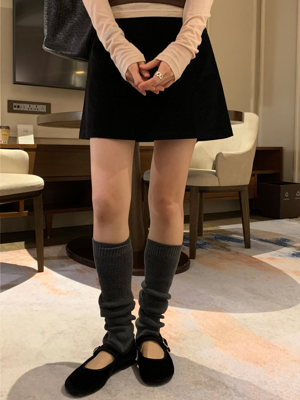 gimo suede lining skirt-2col