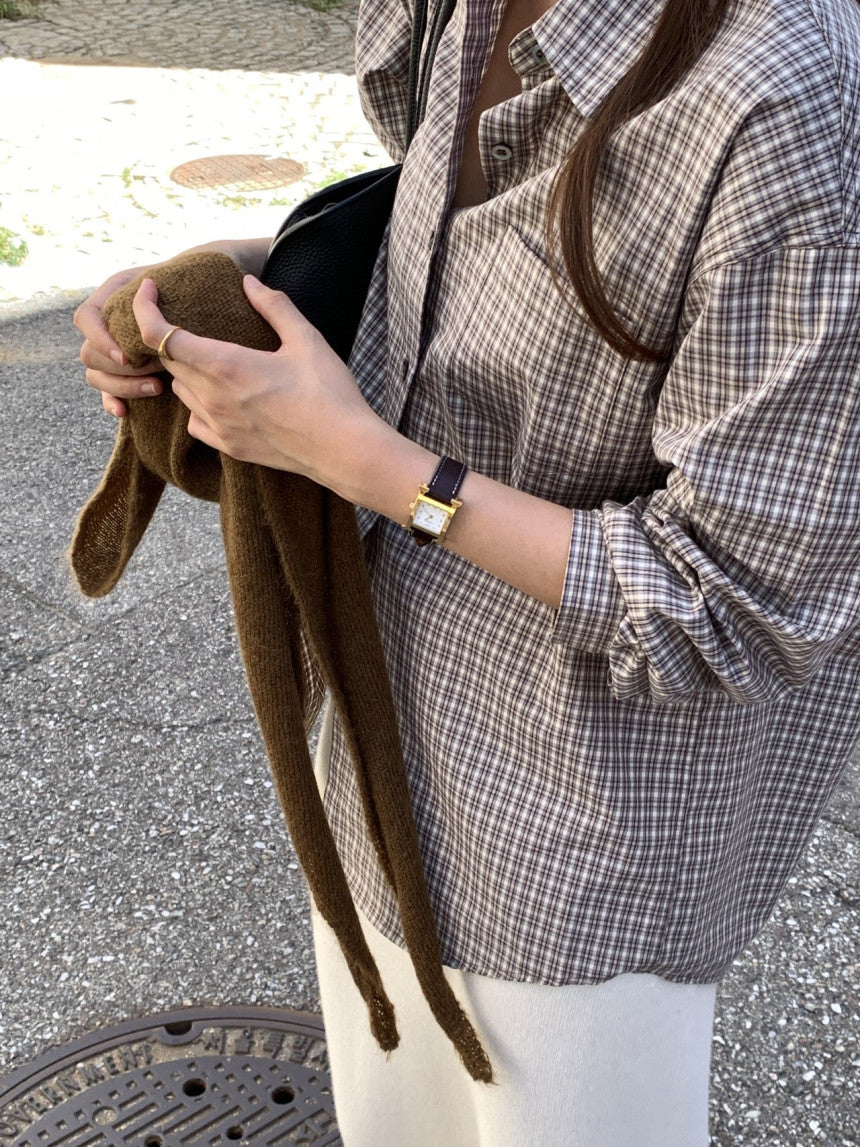 Velour pitch check shirt-2col