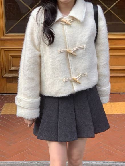 boucle wool duffel coat-2col