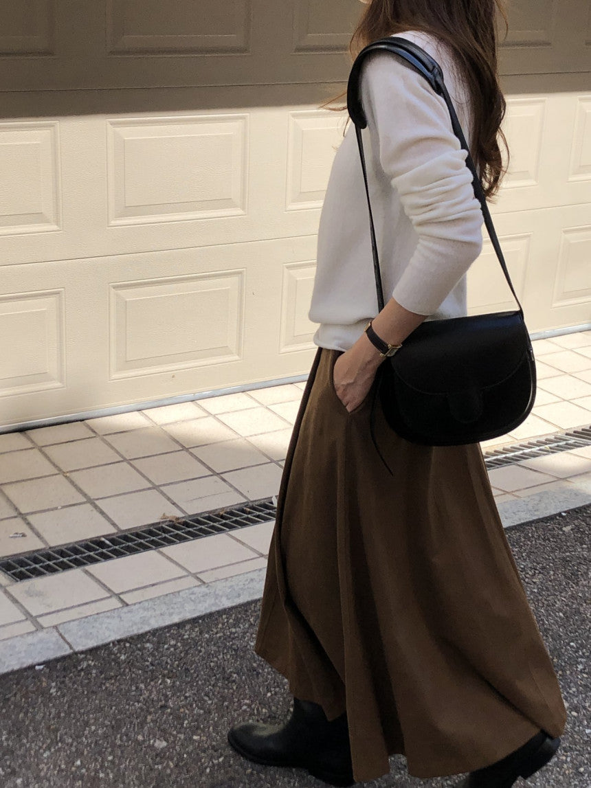 Rouelle suede flare skirt-2col