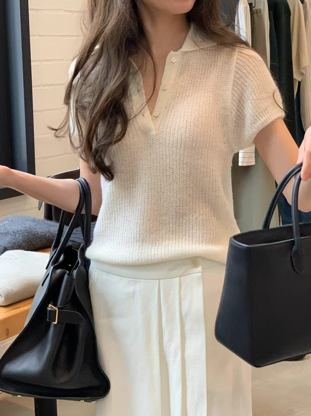 Ounce sheer half collar knit-2col