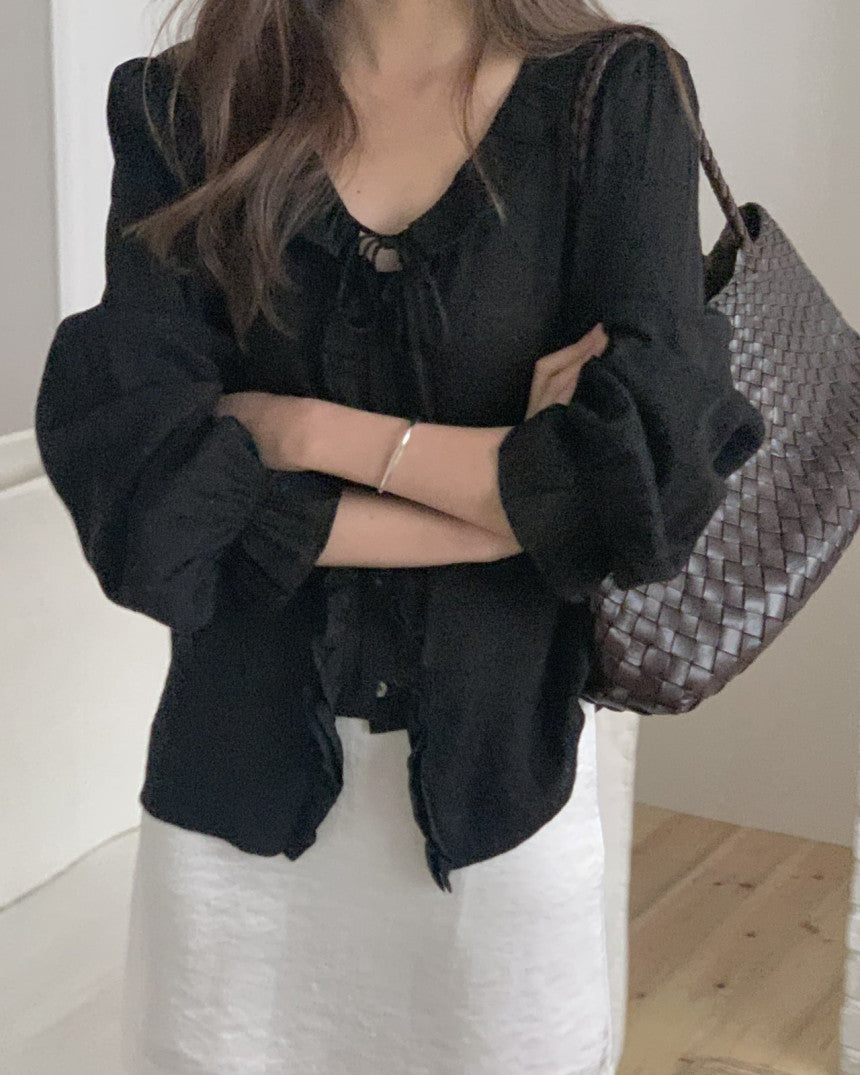 Riel ruffle blouse-2col