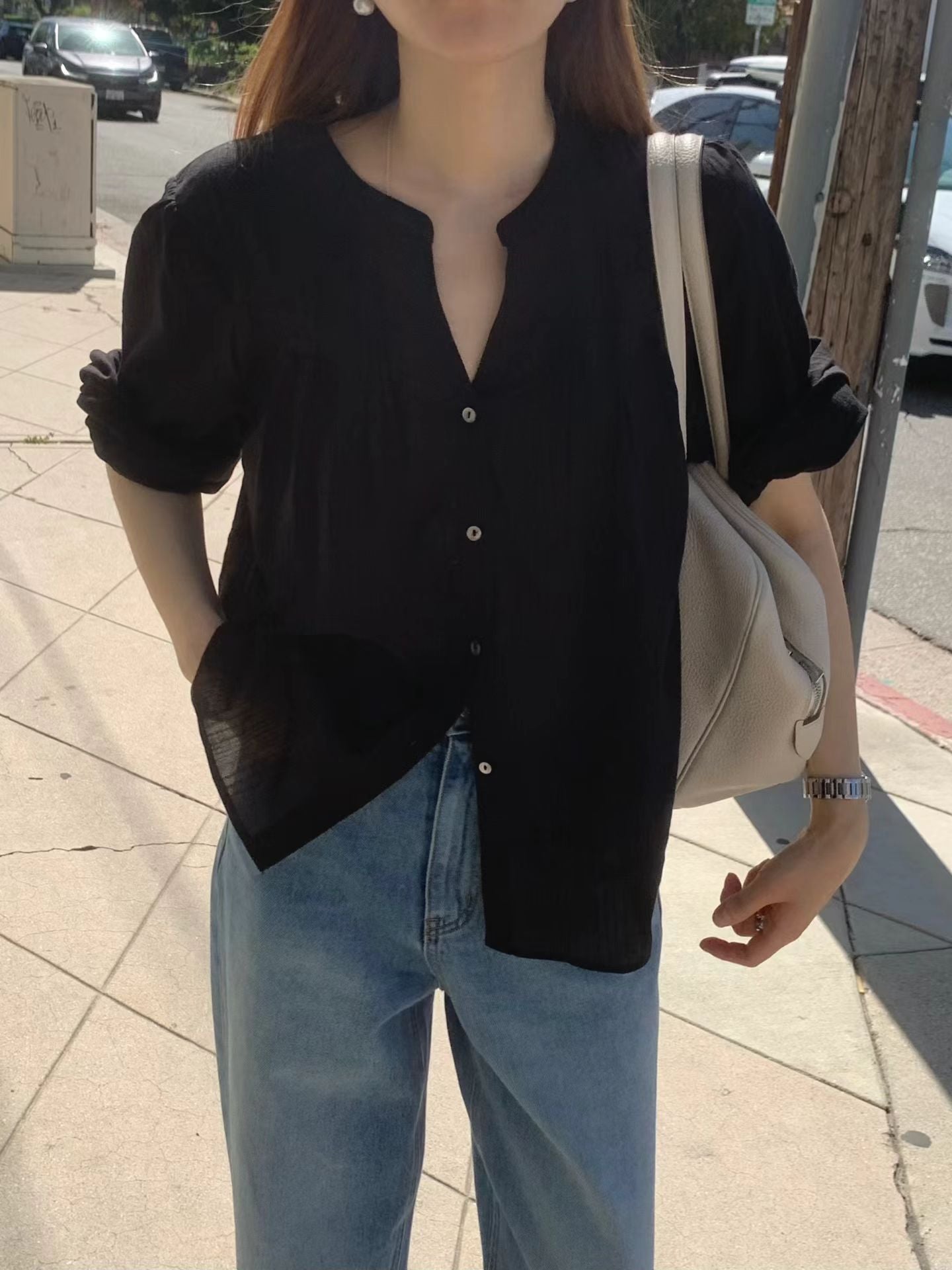 Ounce blanc pintuck blouse-2col