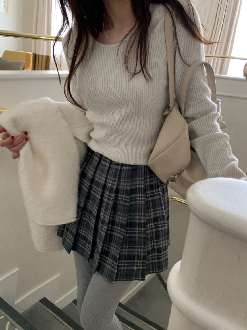 Tier U-neck knit-4col