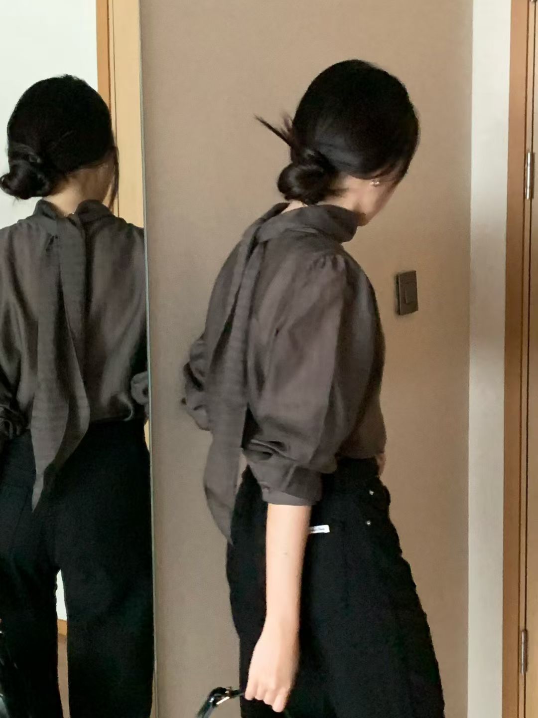 Rose scarf blouse-3col