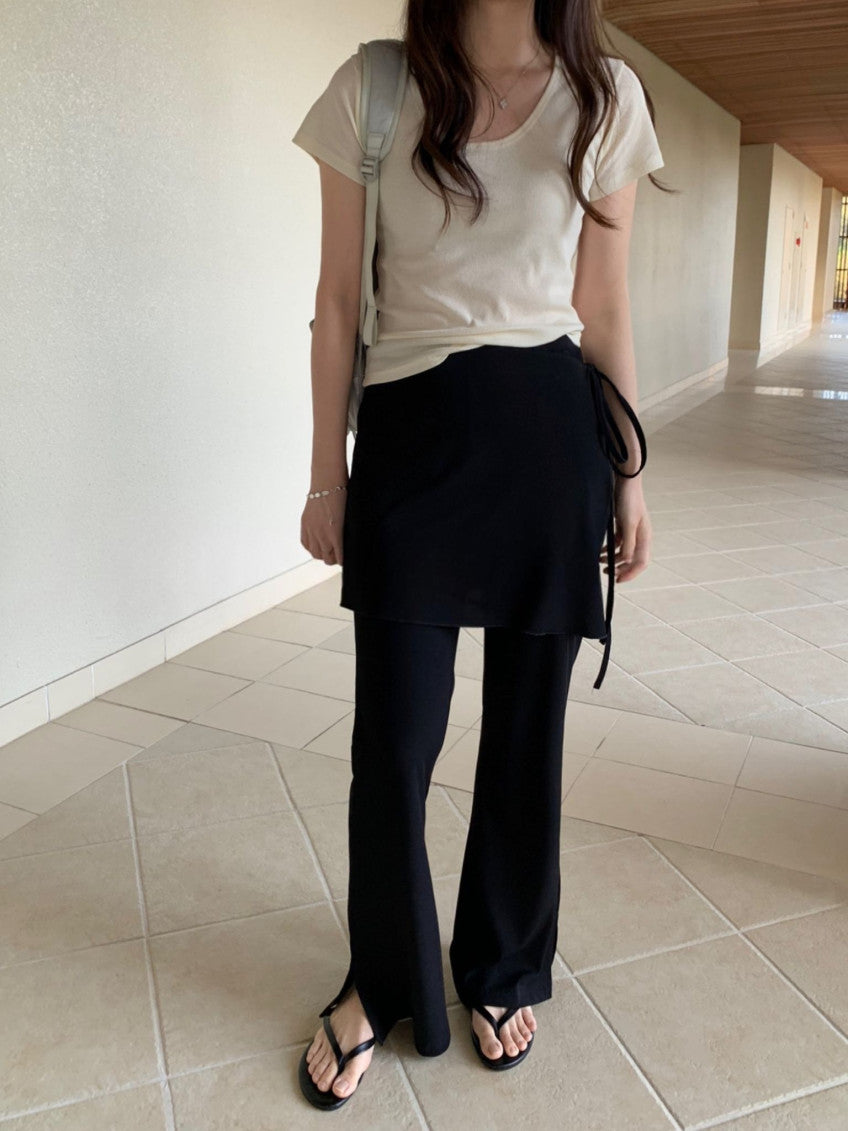 black wrap pants set